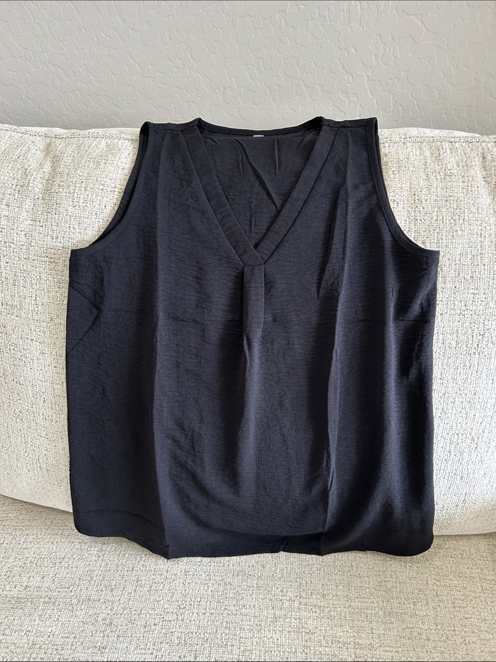 Black V-Neck Sleeveless Top - Women